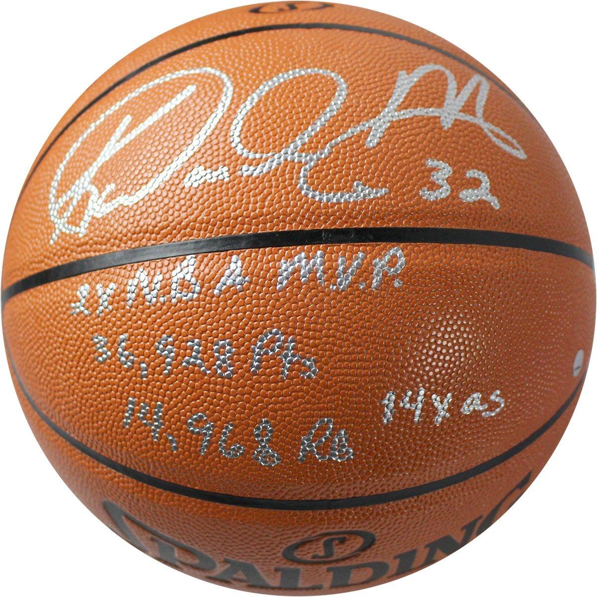 Karl Malone Signed Spalding Basketball with (5 Career Stat Inscriptions Including "Mailman", "2x NBA MVP", "36,928 Pts" AS” (Steiner COA) at PristineAuction.com Karl Malone Signed Spalding Basketball with (5 Career Stat Inscriptions Including "Mailman", "2x NBA MVP", "36,928 Pts" AS” (Steiner COA) at PristineAuction.com