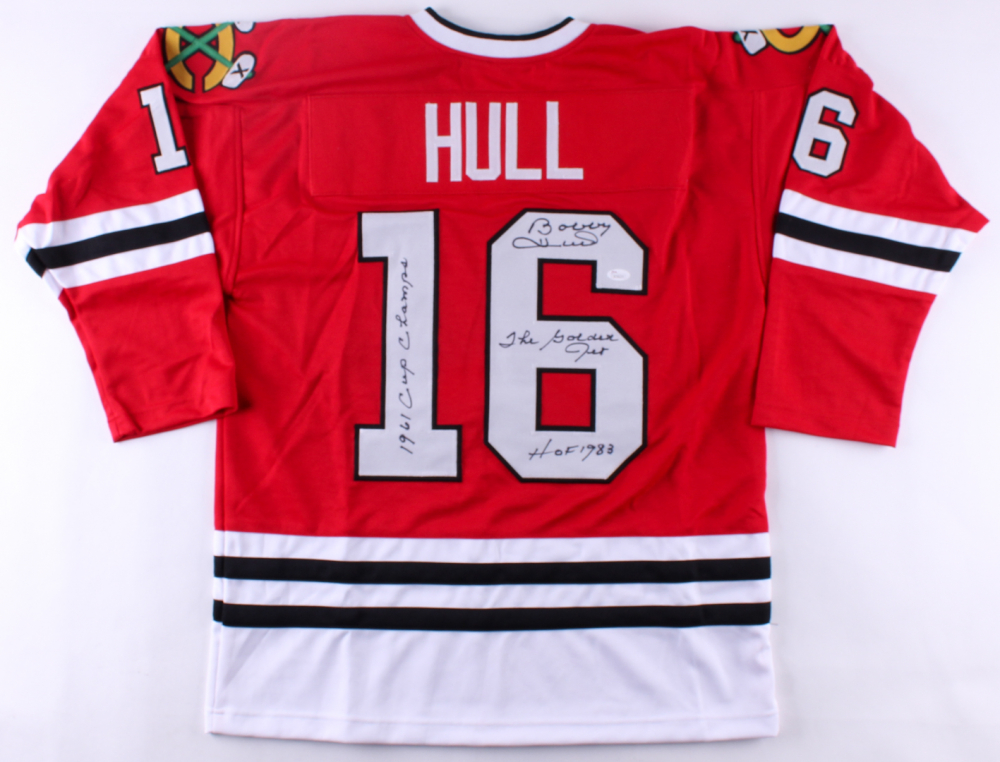 Bobby Hull Signed Blackhawks Jersey Inscribed 