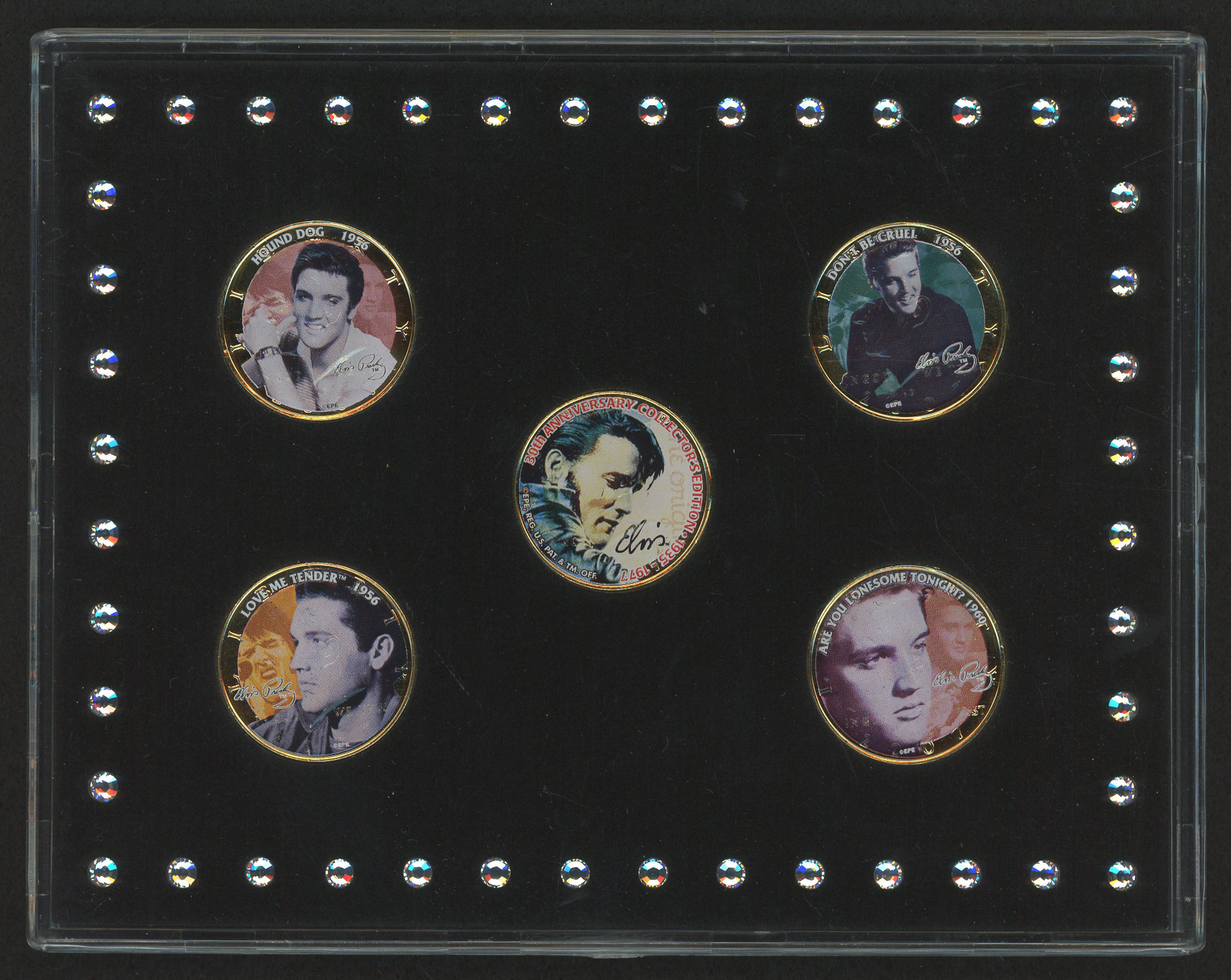 Set of (5) 30th Anniversary Elvis Presley Commemorative 24K Gold Plated ...