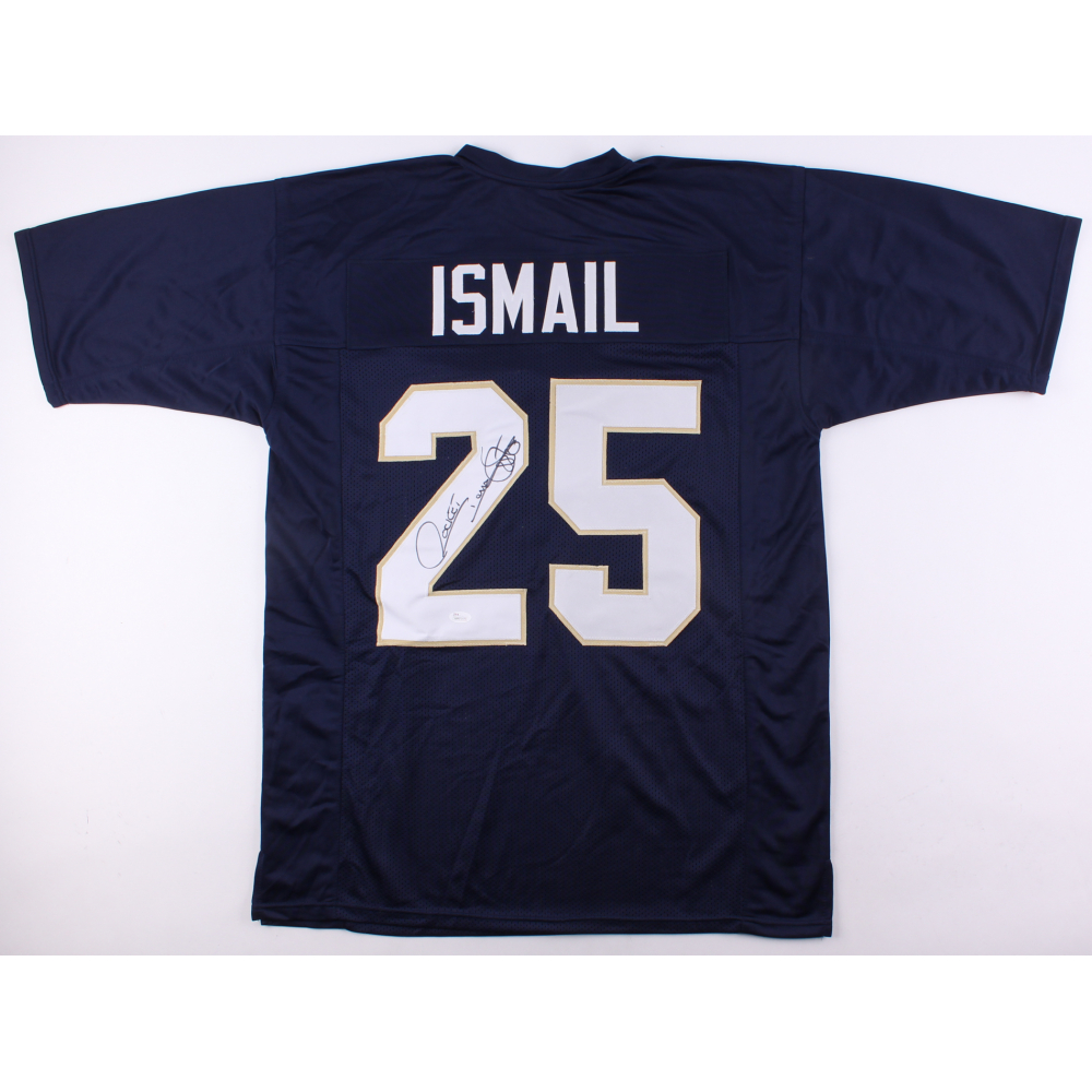 Autographed Raghib "Rocket" Ismail Notre Dame Football Jersey - Blue College Jersey With JSA COA, Size XL