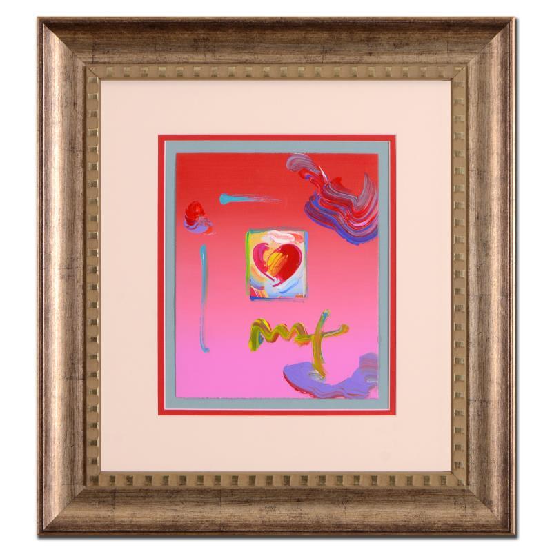 Peter Max Signed "Heart" 20x22 Custom Framed One-Of-A-Kind Acrylic Mixed Media at PristineAuction.com Peter Max Signed "Heart" 20x22 Custom Framed One-Of-A-Kind Acrylic Mixed Media at PristineAuction.com
