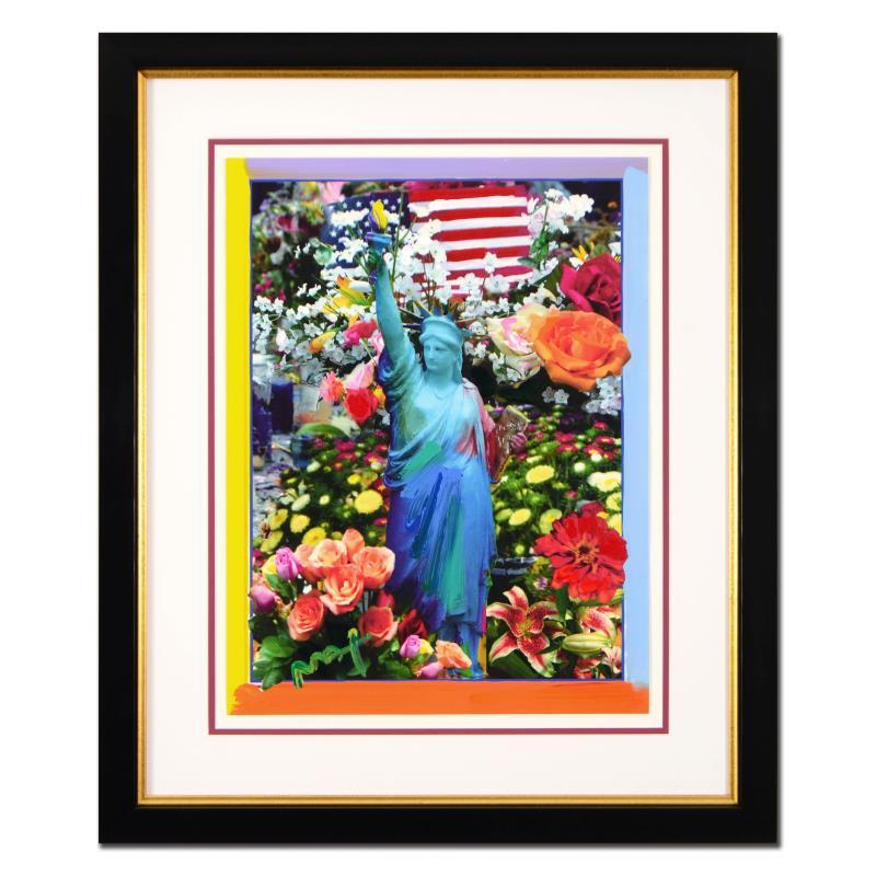 Peter Max Signed "Land of the Free" 29x35 Custom Framed One-Of-A-Kind Acrylic Mixed Media at PristineAuction.com Peter Max Signed "Land of the Free" 29x35 Custom Framed One-Of-A-Kind Acrylic Mixed Media at PristineAuction.com