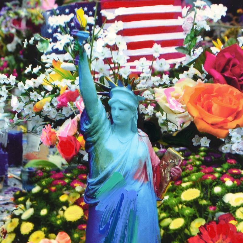 Peter Max Signed "Land of the Free" 29x35 Custom Framed One-Of-A-Kind Acrylic Mixed Media at PristineAuction.com Peter Max Signed "Land of the Free" 29x35 Custom Framed One-Of-A-Kind Acrylic Mixed Media at PristineAuction.com