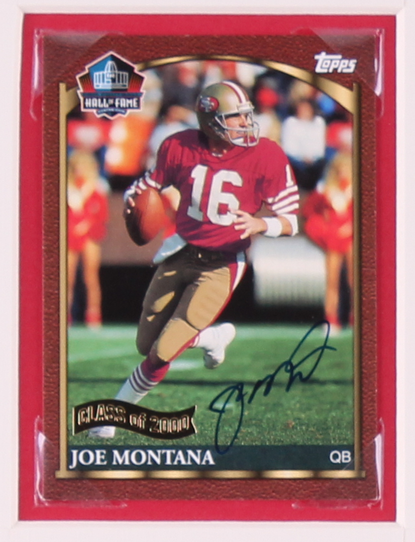 Joe Montana Signed 49ers 14x18 Custom Matted 2000 Topps Hall of Fame Autographs #HOF1 Display (SOP Hologram & JSA COA) at PristineAuction.com Joe Montana Signed 49ers 14x18 Custom Matted 2000 Topps Hall of Fame Autographs #HOF1 Display (SOP Hologram & JSA COA) at PristineAuction.com