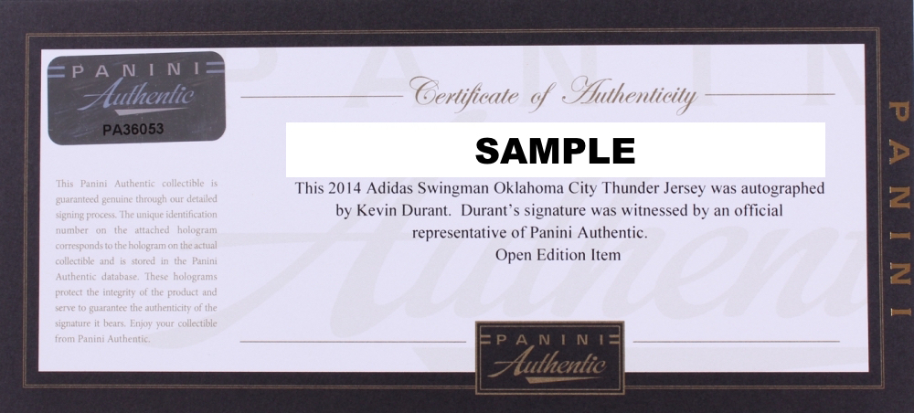Kevin Durant Signed Oklahoma City Thunder LE Jersey (Panini COA) at PristineAuction.com Kevin Durant Signed Oklahoma City Thunder LE Jersey (Panini COA) at PristineAuction.com