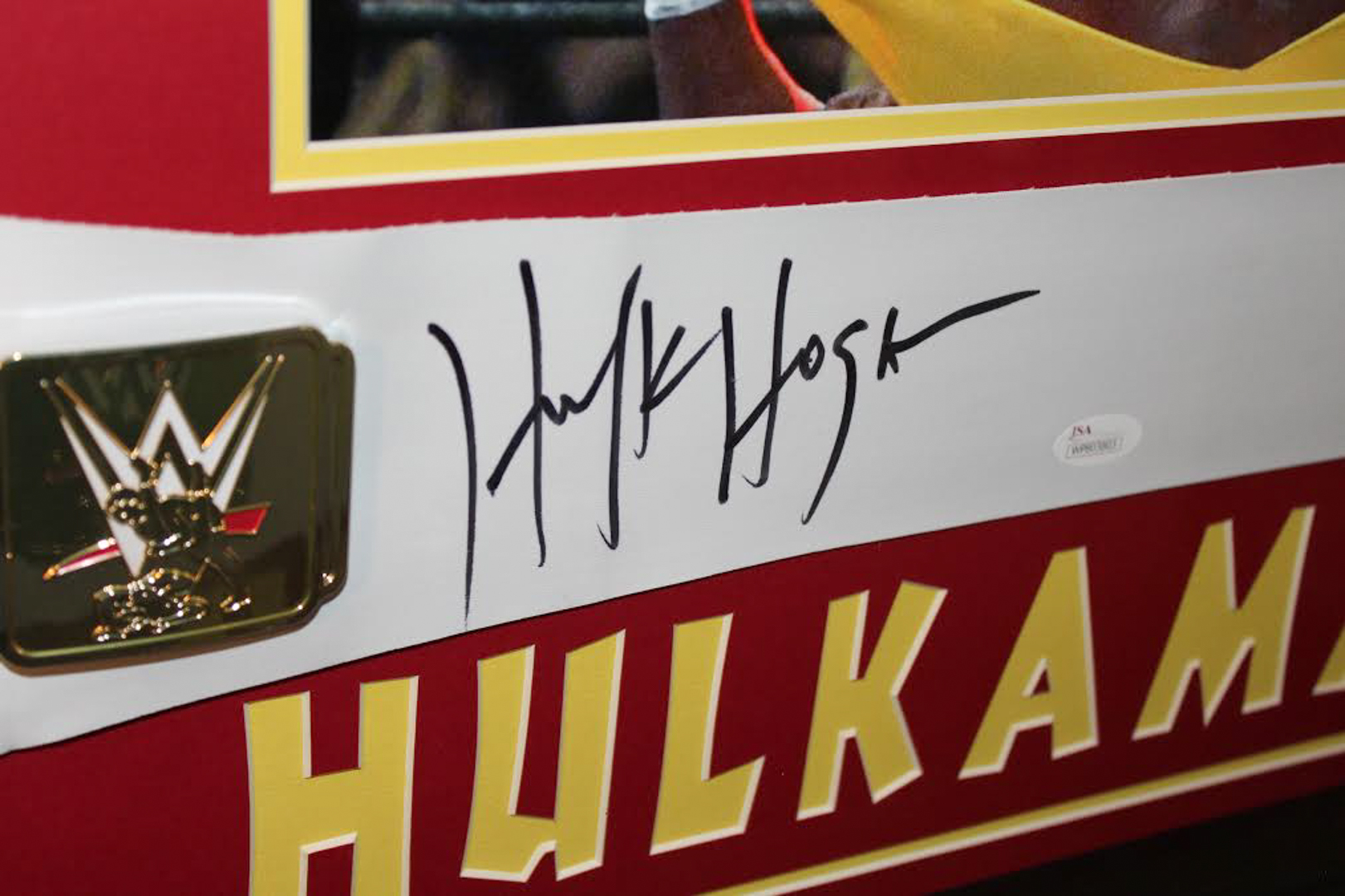 Hulk Hogan Signed 15x39x2 Custom Framed Shadowbox Championship Belt Display (JSA COA) at PristineAuction.com Hulk Hogan Signed 15x39x2 Custom Framed Shadowbox Championship Belt Display (JSA COA) at PristineAuction.com