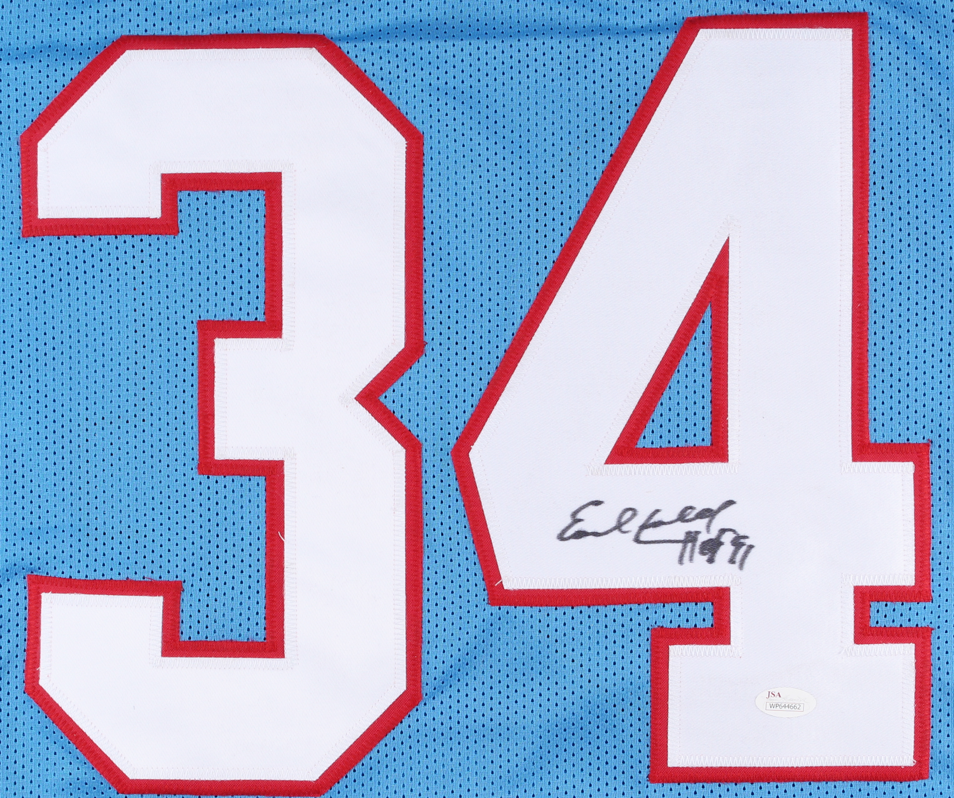 Earl Campbell Signed Oilers Jersey Inscribed "HOF 91" (JSA COA) at PristineAuction.com Earl Campbell Signed Oilers Jersey Inscribed "HOF 91" (JSA COA) at PristineAuction.com