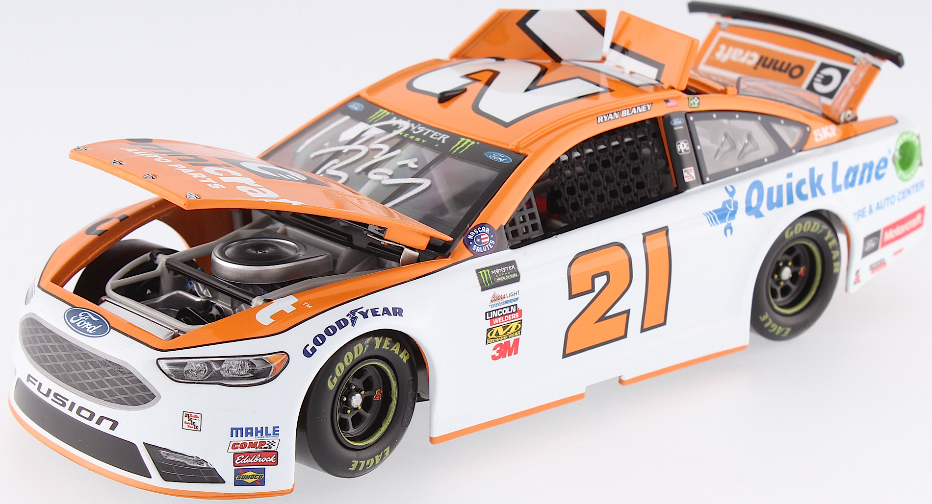 Ryan Blaney Signed 2017 NASCAR #21 Omnicraft 1:24 Premium Action Diecast Car (PA COA) at PristineAuction.com Ryan Blaney Signed 2017 NASCAR #21 Omnicraft 1:24 Premium Action Diecast Car (PA COA) at PristineAuction.com