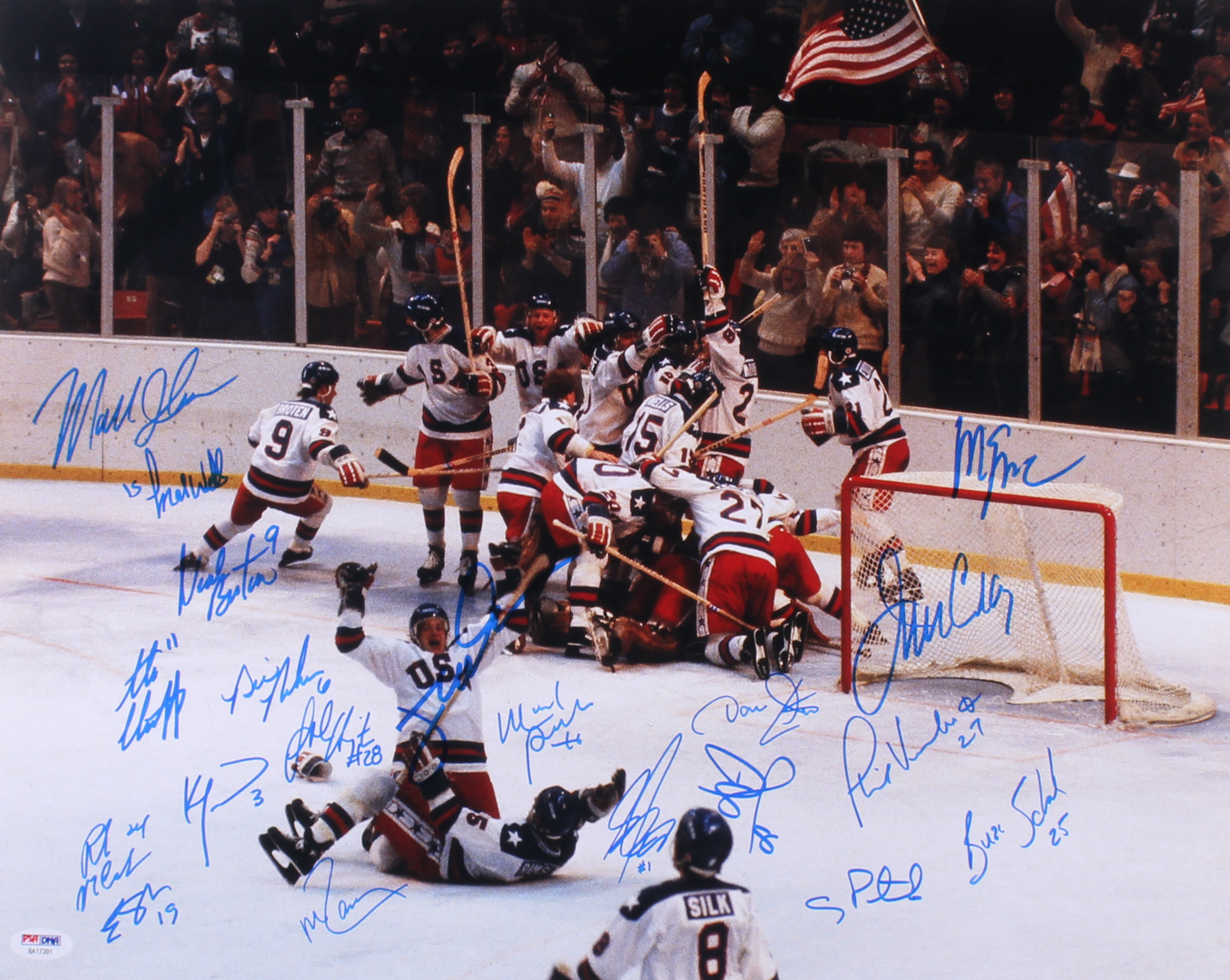 1980 Team USA "Miracle On Ice" 16x20 Photo Signed by (20) with Mike Eruzione, Jim Craig, Neal Broten, Phil Verchota, Buzz Schneider, Mark Wells (PSA LOA) at PristineAuction.com 1980 Team USA "Miracle On Ice" 16x20 Photo Signed by (20) with Mike Eruzione, Jim Craig, Neal Broten, Phil Verchota, Buzz Schneider, Mark Wells (PSA LOA) at PristineAuction.com
