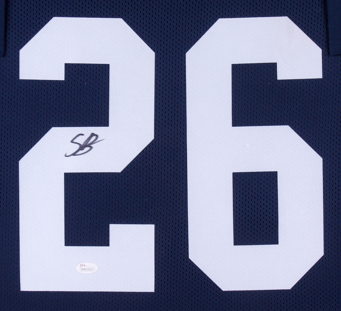 Saquon Barkley Signed Penn State Nittany Lions 35x43 Custom Framed Jersey (JSA COA) at PristineAuction.com Saquon Barkley Signed Penn State Nittany Lions 35x43 Custom Framed Jersey (JSA COA) at PristineAuction.com