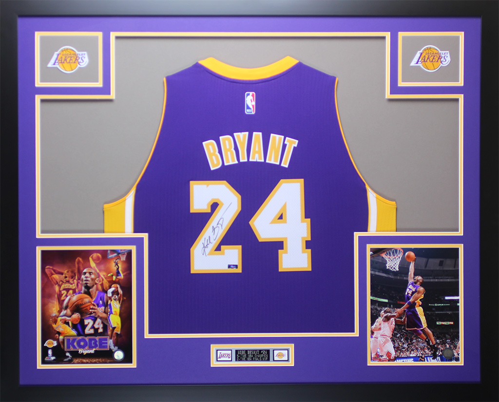 Kobe Bryant Signed Lakers 35x43 Custom Framed Nike Jersey (Panini COA) at PristineAuction.com Kobe Bryant Signed Lakers 35x43 Custom Framed Nike Jersey (Panini COA) at PristineAuction.com