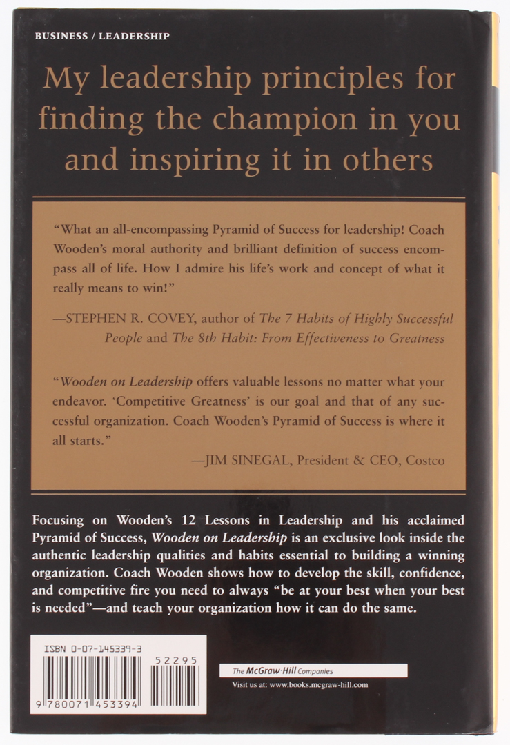John Wooden & Steve Jamison Signed "Wooden On Leadership" Hardcover Book (PSA COA) at PristineAuction.com John Wooden & Steve Jamison Signed "Wooden On Leadership" Hardcover Book (PSA COA) at PristineAuction.com