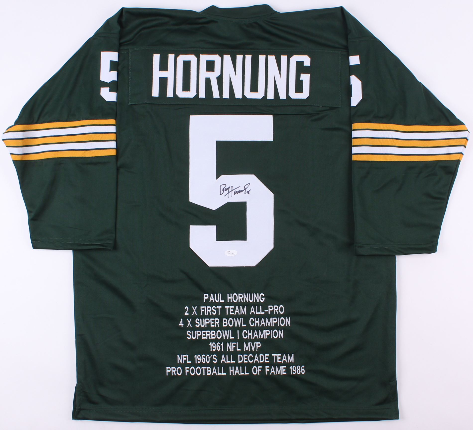 Paul Hornung Signed Packers Career Highlight Stat Jersey (JSA COA) at PristineAuction.com Paul Hornung Signed Packers Career Highlight Stat Jersey (JSA COA) at PristineAuction.com
