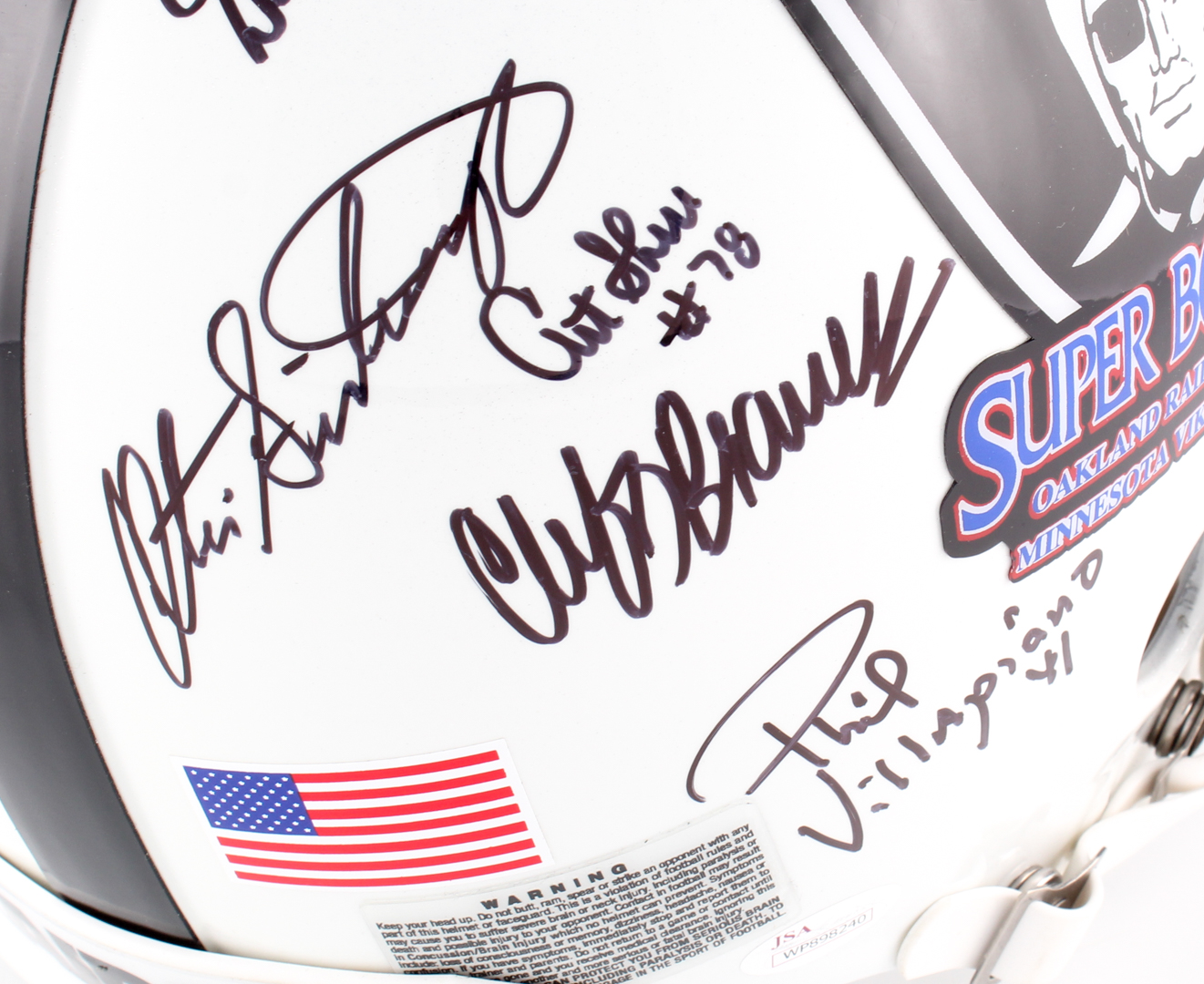 1976 Oakland Raiders Full-Size Authentic Super Bowl Logo Helmet Team-Signed by (11) with Ted Hendricks, Charlie Phillips, Tom Flores, Ray Guy (JSA COA) at PristineAuction.com 1976 Oakland Raiders Full-Size Authentic Super Bowl Logo Helmet Team-Signed by (11) with Ted Hendricks, Charlie Phillips, Tom Flores, Ray Guy (JSA COA) at PristineAuction.com
