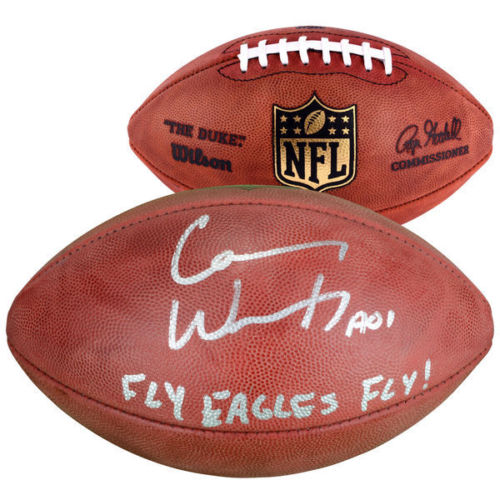 Carson Wentz Signed "The Duke" Official NFL Game Ball Inscribed "Fly Eagles Fly!" (Fanatics Hologram) at PristineAuction.com Carson Wentz Signed "The Duke" Official NFL Game Ball Inscribed "Fly Eagles Fly!" (Fanatics Hologram) at PristineAuction.com
