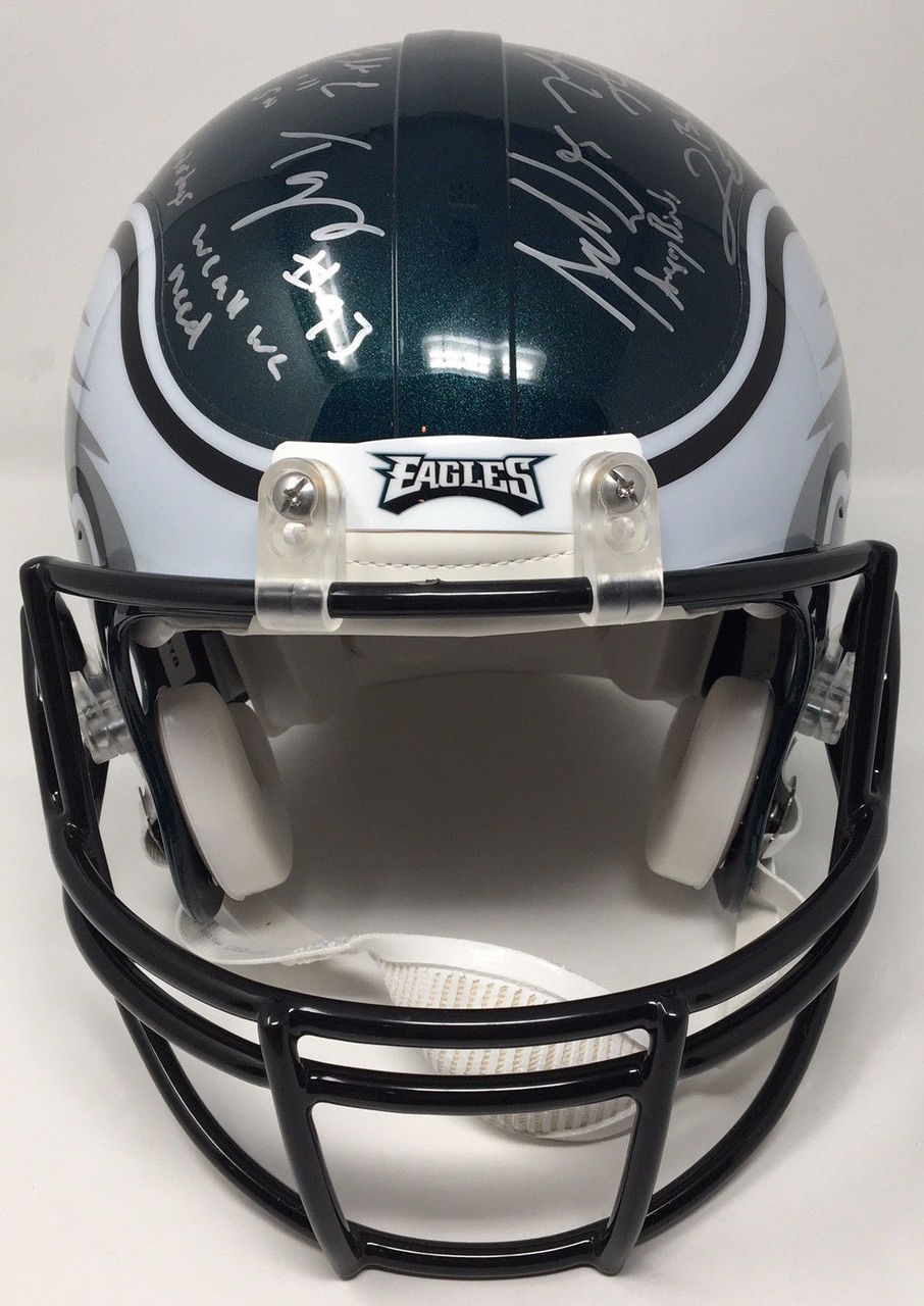 2017 Philadelphia Eagles LE Authentic On-Field Full-Size Helmet Team-Signed by (20) with Nick Foles, Fletcher Cox, Carson Wentz, Jay Ajayi with Multiple Inscriptions (Fanatics Hologram) at PristineAuction.com 2017 Philadelphia Eagles LE Authentic On-Field Full-Size Helmet Team-Signed by (20) with Nick Foles, Fletcher Cox, Carson Wentz, Jay Ajayi with Multiple Inscriptions (Fanatics Hologram) at PristineAuction.com