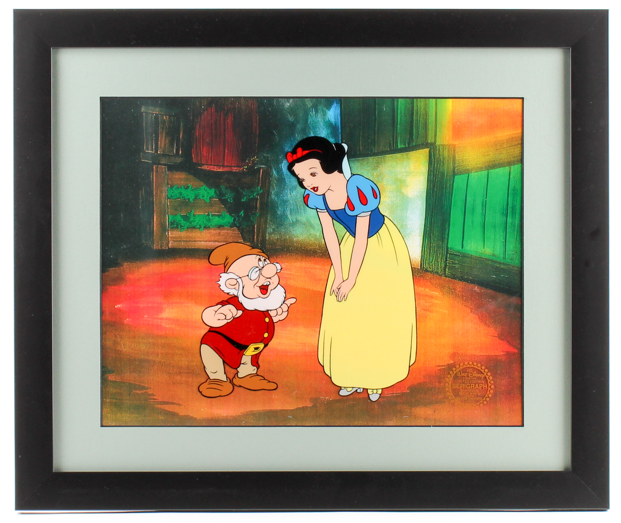 Walt Disney "Snow White and the Seven Dwarfs" 16x19 Custom Framed Limited Edition Serigraph Cel at PristineAuction.com Walt Disney "Snow White and the Seven Dwarfs" 16x19 Custom Framed Limited Edition Serigraph Cel at PristineAuction.com