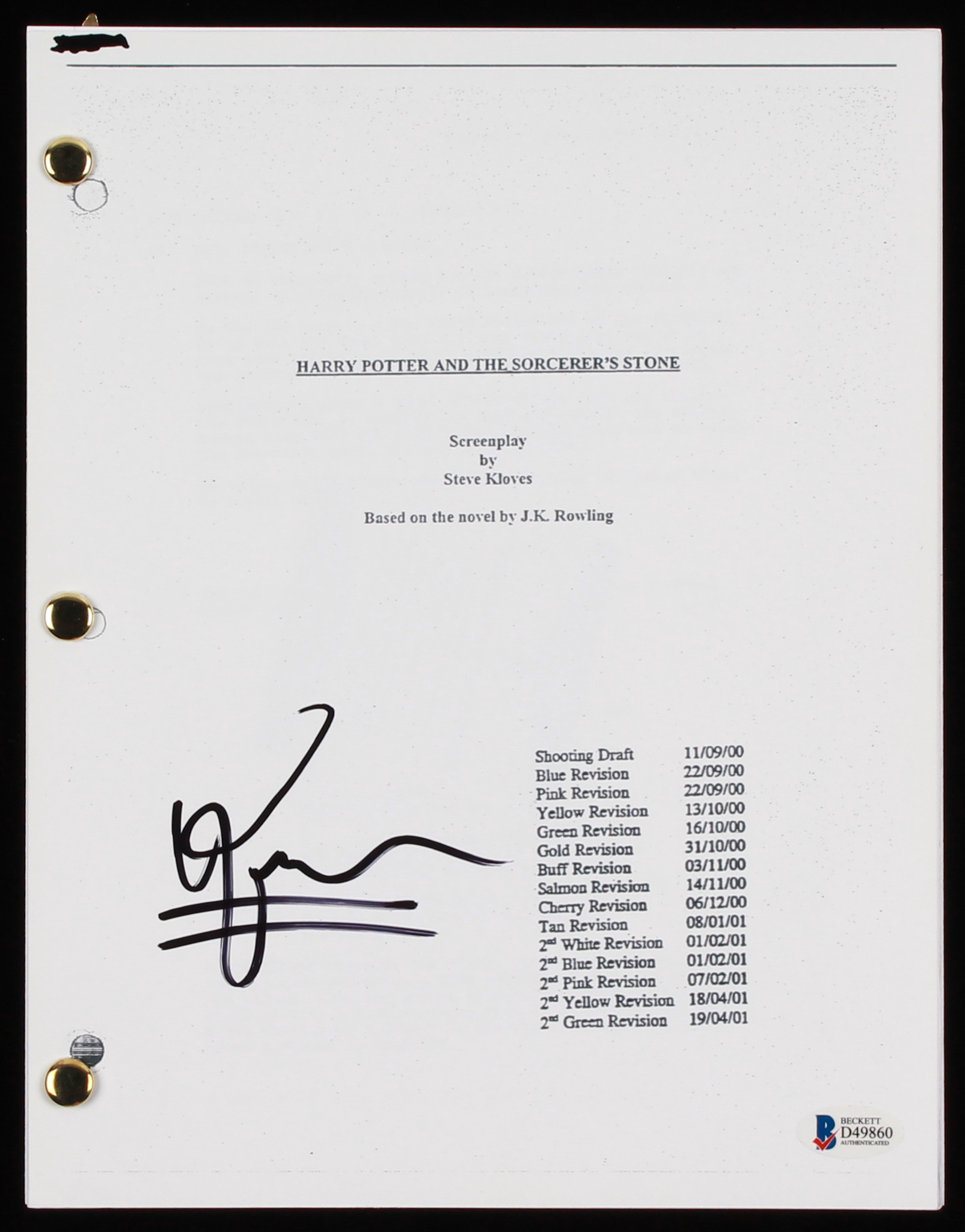 Rupert Grint Signed "Harry Potter and The Sorcerer's Stone" Full Movie Script (Beckett COA) at PristineAuction.com Rupert Grint Signed "Harry Potter and The Sorcerer's Stone" Full Movie Script (Beckett COA) at PristineAuction.com