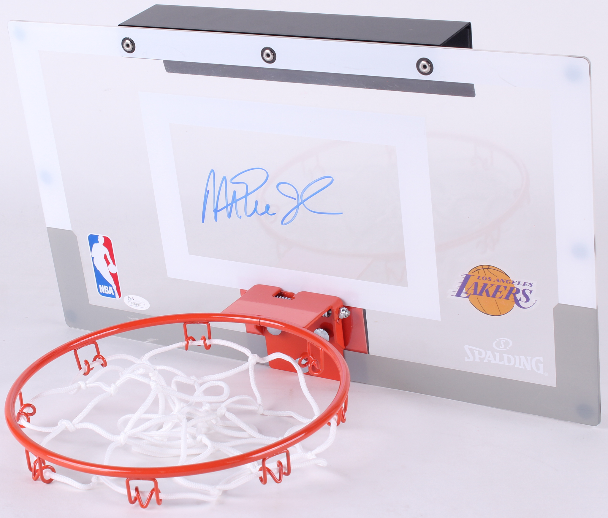 Magic Johnson Signed Lakers Mini Basketball Hoop (JSA COA) at PristineAuction.com Magic Johnson Signed Lakers Mini Basketball Hoop (JSA COA) at PristineAuction.com
