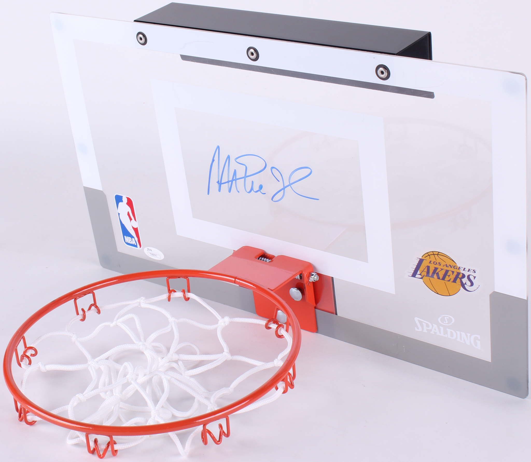 Magic Johnson Signed Lakers Mini Basketball Hoop (JSA COA) at PristineAuction.com Magic Johnson Signed Lakers Mini Basketball Hoop (JSA COA) at PristineAuction.com