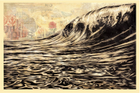 Shepard Fairey "Dark Wave" Signed 24x36 Lithograph on Cream Speckle Tone Paper at PristineAuction.com