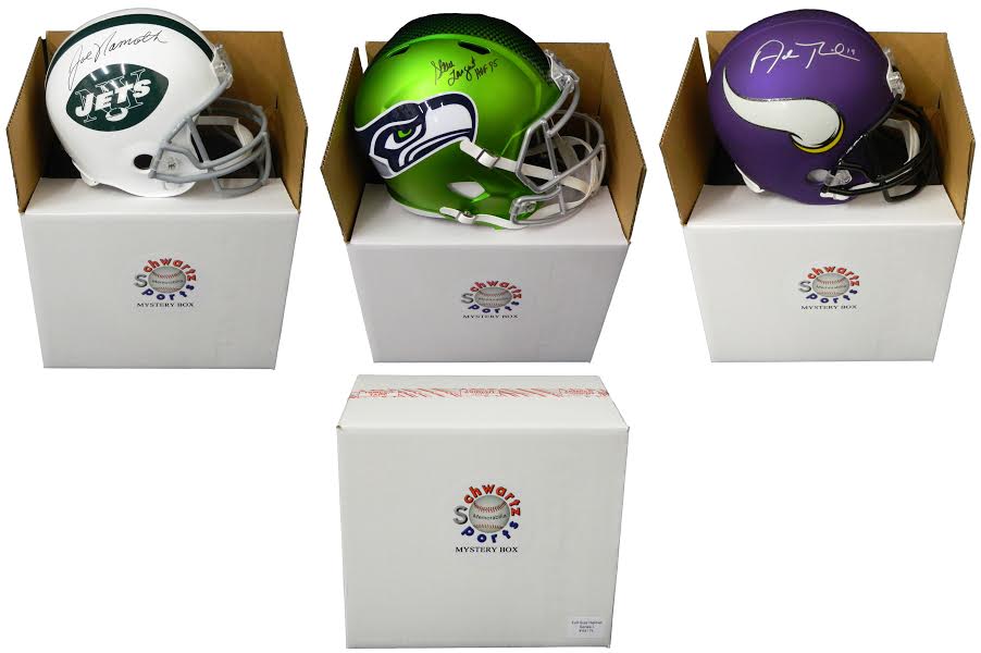 Schwartz Sports Football Superstar Signed Full Size Football Helmet Mystery Box - Series 1 (Limited to 75) at PristineAuction.com Schwartz Sports Football Superstar Signed Full Size Football Helmet Mystery Box - Series 1 (Limited to 75) at PristineAuction.com