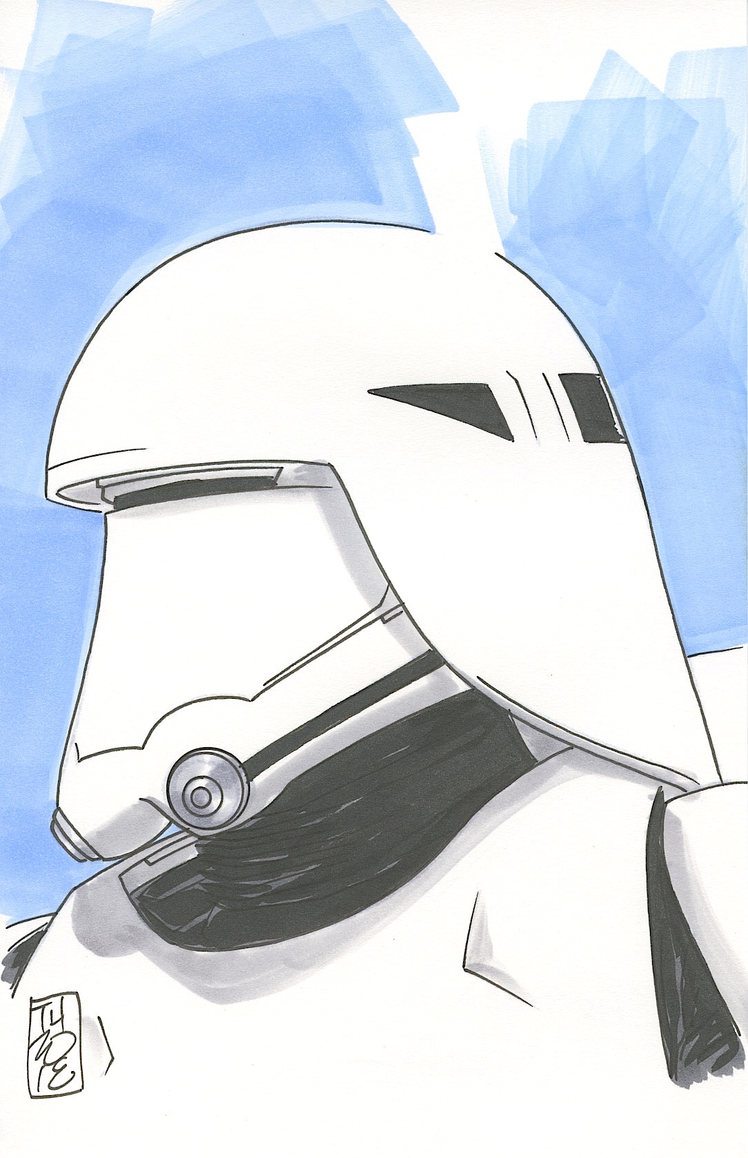 Tom Hodges - First Order Snowtrooper "Star Wars" Signed ORIGINAL 5.5" x 8.5" Color Drawing on Paper (1/1) at PristineAuction.com Tom Hodges - First Order Snowtrooper "Star Wars" Signed ORIGINAL 5.5" x 8.5" Color Drawing on Paper (1/1) at PristineAuction.com
