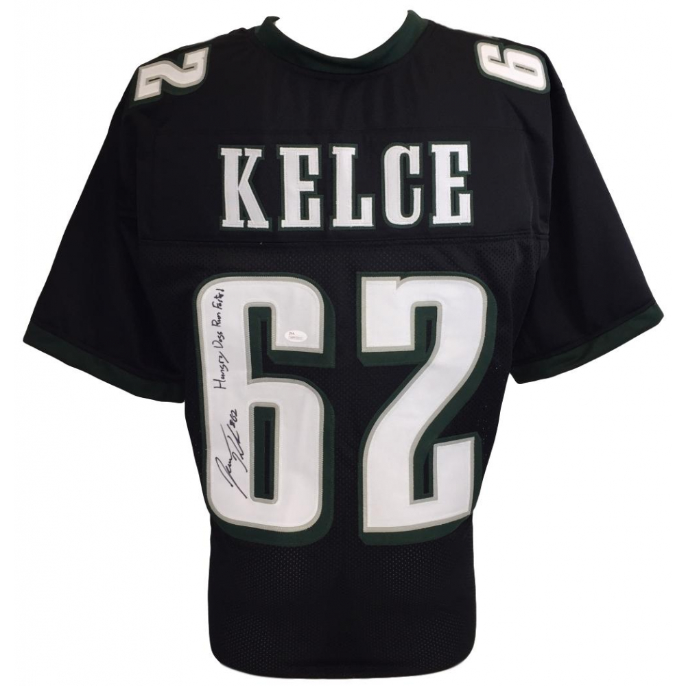 Jason Kelce Signed Eagles Jersey Inscribed "Hungry Dogs Run Faster