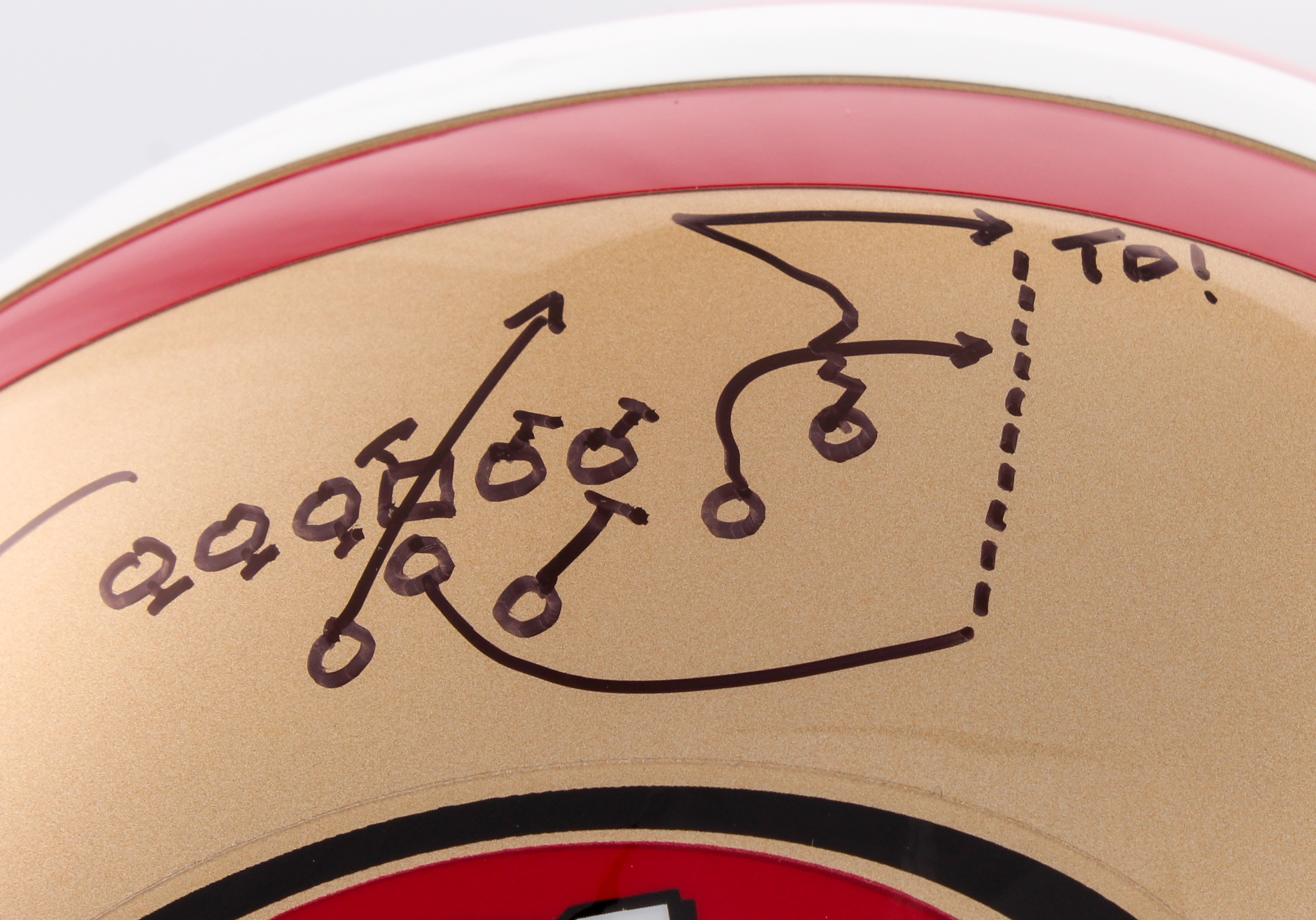 Joe Montana & Dwight Clark Signed 49ers Full-Size Helmet Inscribed "The Catch" & "1-10-82" with Hand-Drawn Play (JSA COA) at PristineAuction.com Joe Montana & Dwight Clark Signed 49ers Full-Size Helmet Inscribed "The Catch" & "1-10-82" with Hand-Drawn Play (JSA COA) at PristineAuction.com