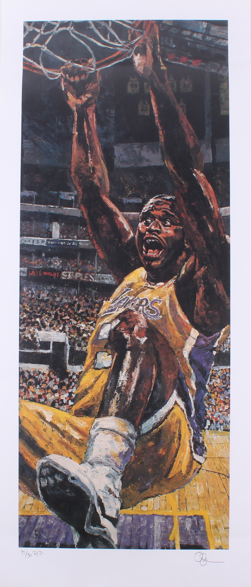 Opie Otterstad Signed Shaquille O'Neal Lakers LE 17x40 Lithograph at PristineAuction.com Opie Otterstad Signed Shaquille O'Neal Lakers LE 17x40 Lithograph at PristineAuction.com