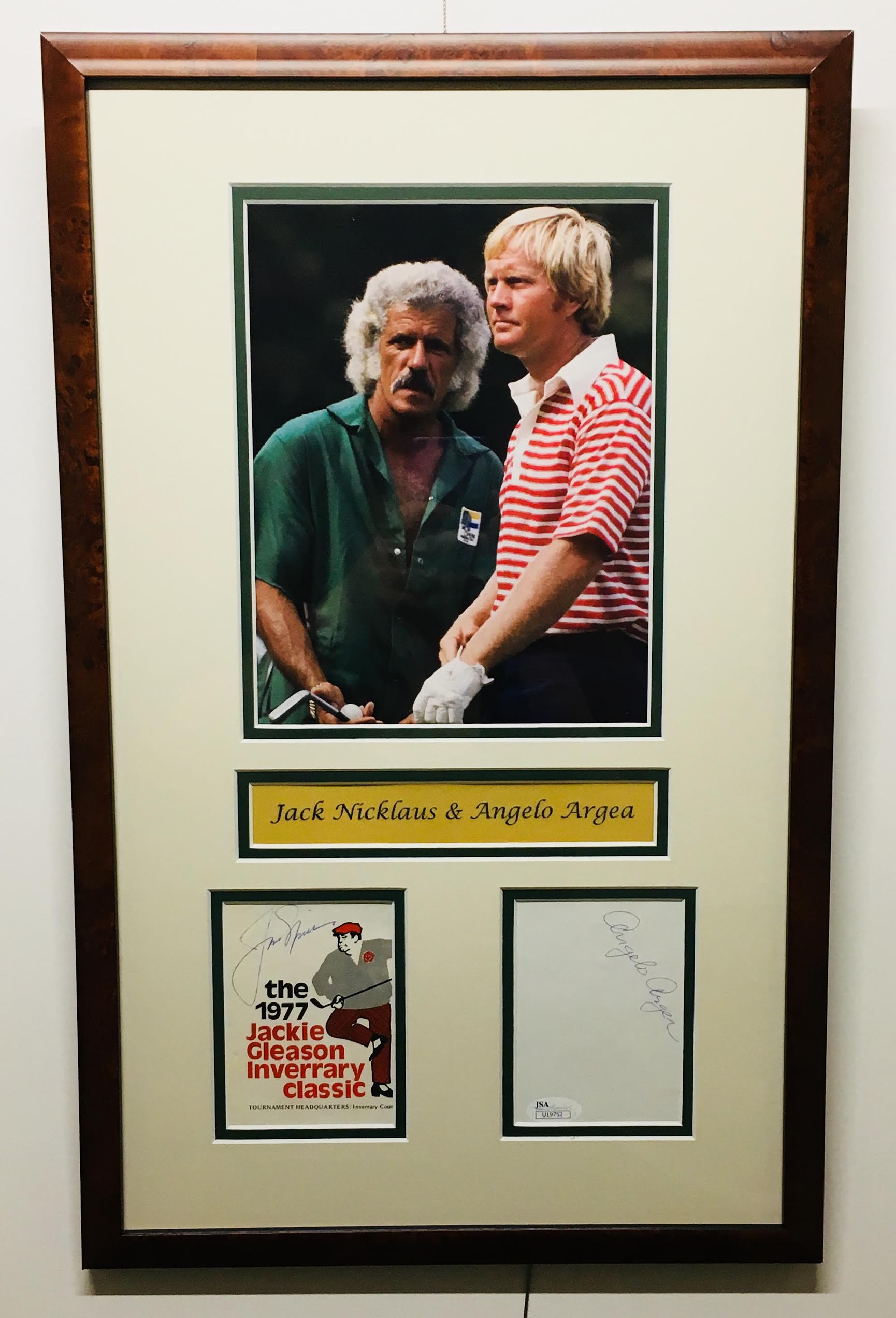 【署名入／Signed】CAGE NACHT TAG（1987年）冊子 Jack Nicklaus & Angelo Argea Signed 13x21.5 Custom Framed Cut