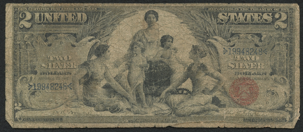 1896 $2 Two Dollars 