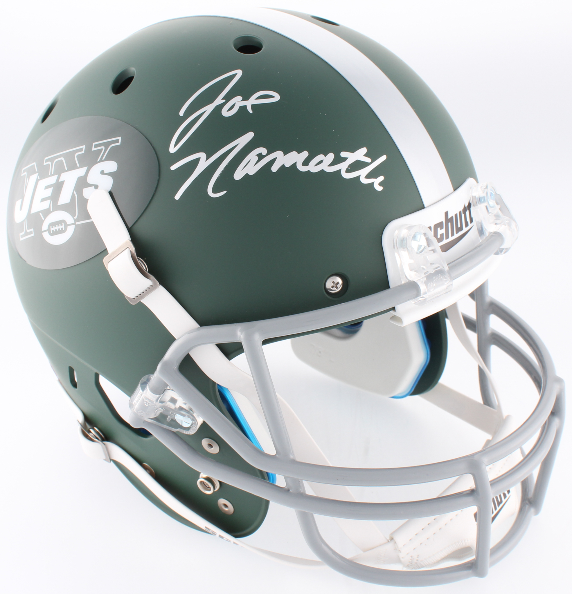 Joe Namath Signed Jets Custom Matte Green Full-Size Helmet (JSA COA & Namath Hologram) at PristineAuction.com Joe Namath Signed Jets Custom Matte Green Full-Size Helmet (JSA COA & Namath Hologram) at PristineAuction.com
