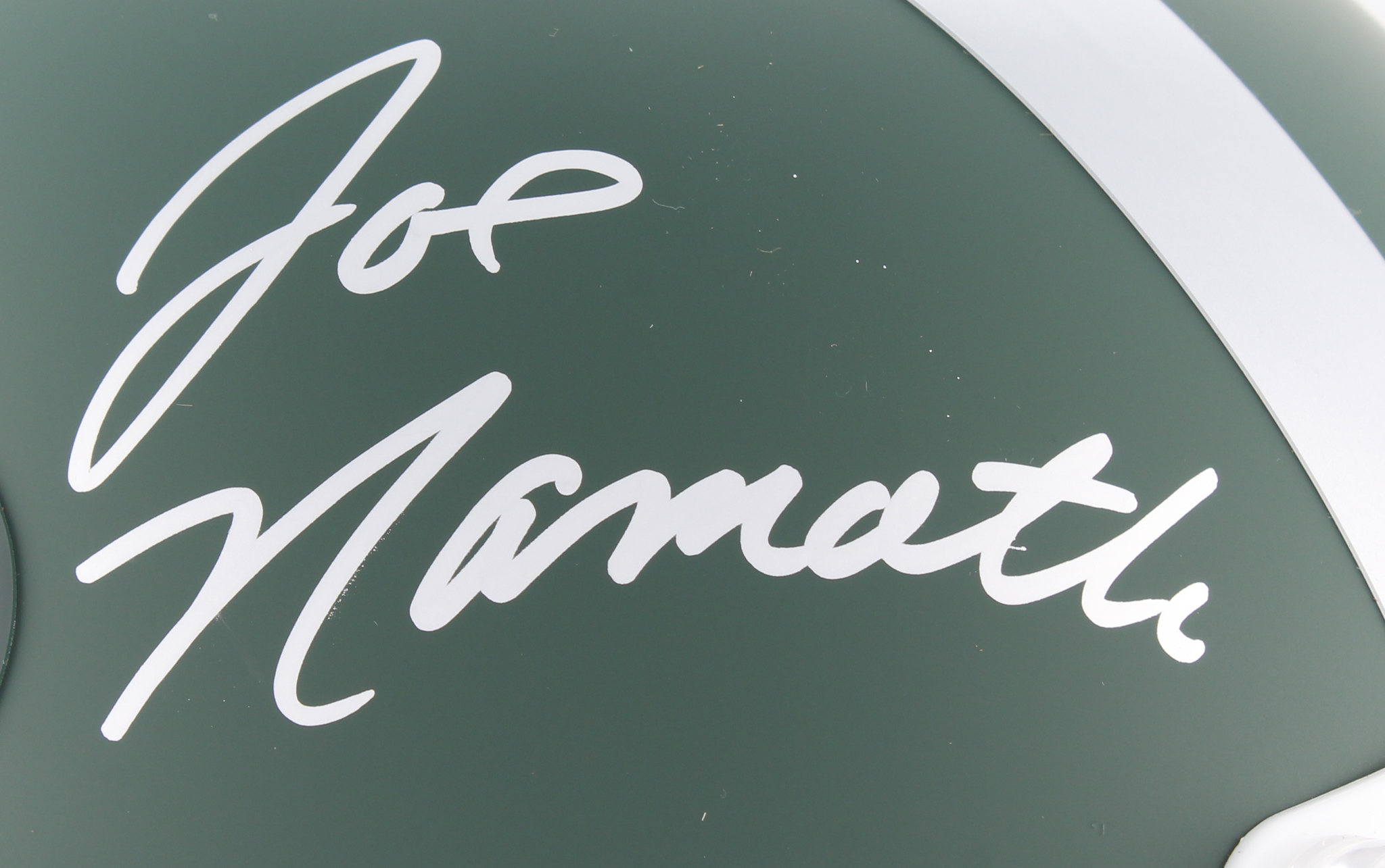 Joe Namath Signed Jets Custom Matte Green Full-Size Helmet (JSA COA & Namath Hologram) at PristineAuction.com Joe Namath Signed Jets Custom Matte Green Full-Size Helmet (JSA COA & Namath Hologram) at PristineAuction.com