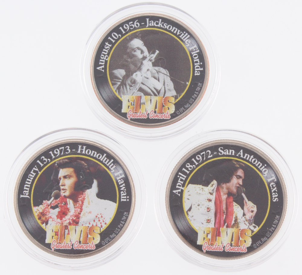Set of (3) Elvis Presley Colorized 24K Gold Plated Colorized Quarters ...