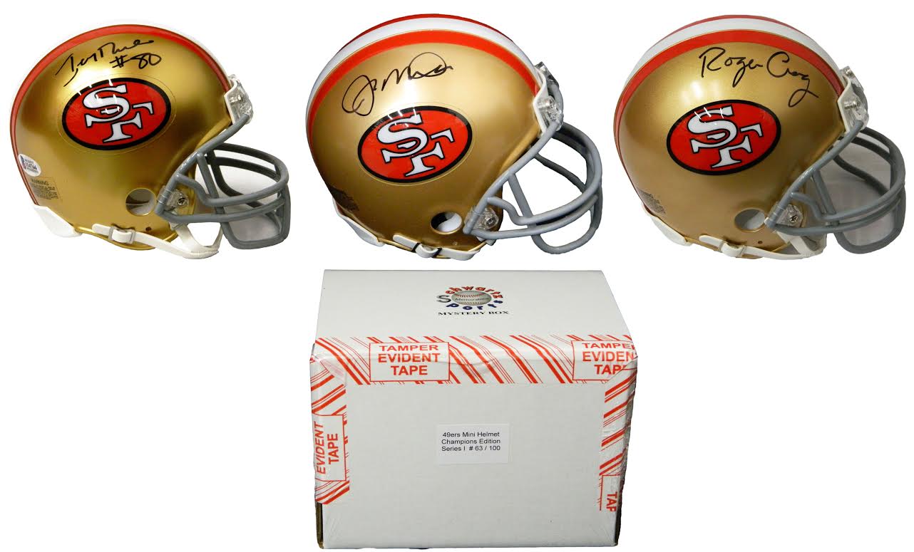 San Francisco 49ers Signed Mystery Box Mini Helmet – World Champions Edition - Series 1 - (Limited to 100) at PristineAuction.com San Francisco 49ers Signed Mystery Box Mini Helmet – World Champions Edition - Series 1 - (Limited to 100) at PristineAuction.com