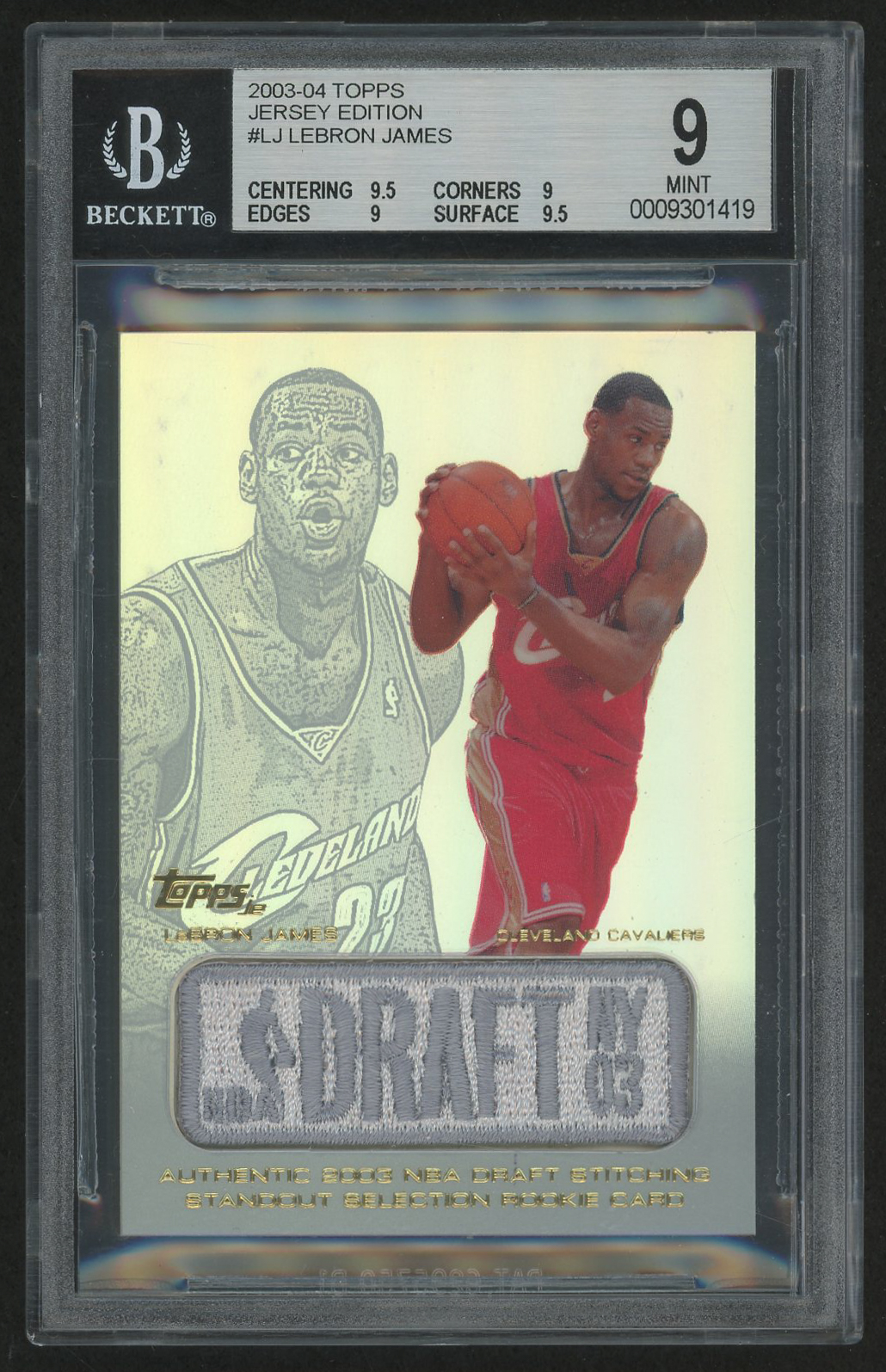 Lebron James 2003-04 Topps Jersey Edition #LJ RC (BGS 9) at PristineAuction.com Lebron James 2003-04 Topps Jersey Edition #LJ RC (BGS 9) at PristineAuction.com