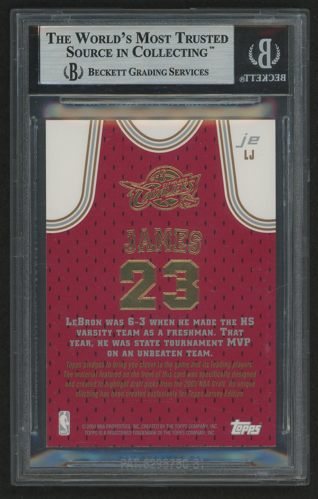 Lebron James 2003-04 Topps Jersey Edition #LJ RC (BGS 9) at PristineAuction.com Lebron James 2003-04 Topps Jersey Edition #LJ RC (BGS 9) at PristineAuction.com