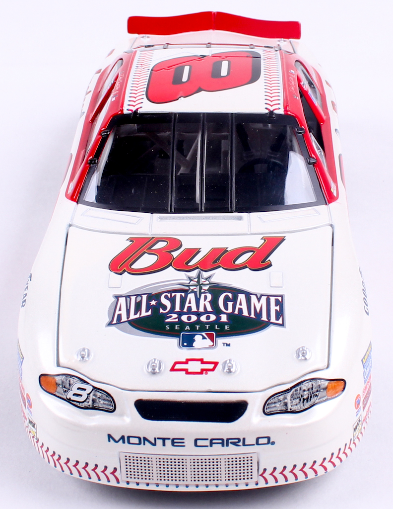 Dale Earnhardt Jr. LE Action Racing NASCAR #8 Budweiser / MLB World Series 2001 Monte Carlo 1:24 Scale Die Cast Stock Car at PristineAuction.com Dale Earnhardt Jr. LE Action Racing NASCAR #8 Budweiser / MLB World Series 2001 Monte Carlo 1:24 Scale Die Cast Stock Car at PristineAuction.com