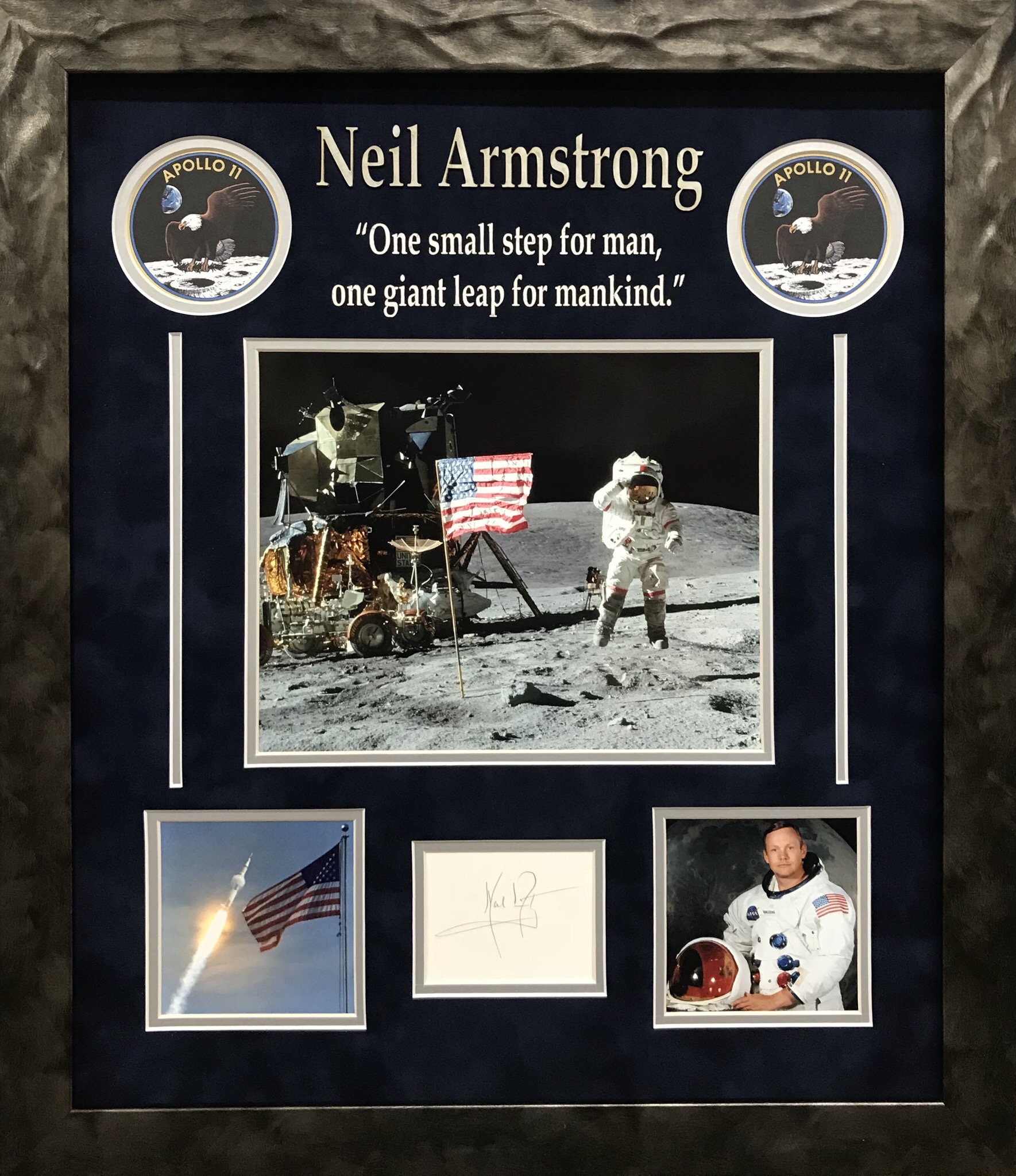 Neil Armstrong Signed 19x22 Custom Framed Display (JSA ALOA) at PristineAuction.com Neil Armstrong Signed 19x22 Custom Framed Display (JSA ALOA) at PristineAuction.com