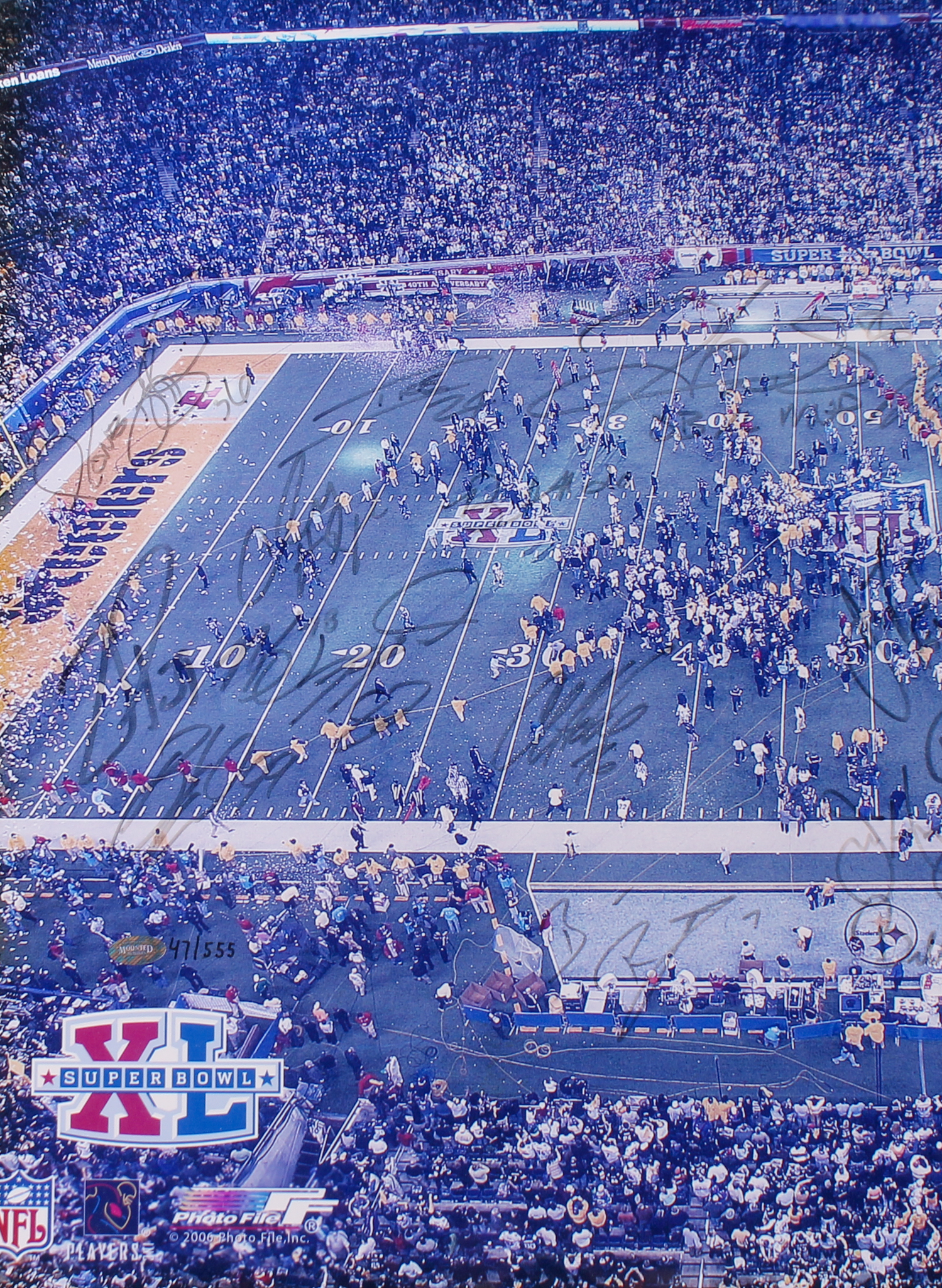 Pittsburgh Steelers Super Bowl XL 29x32.5 Custom Framed Limited Edition Photo Team-Signed by (26) with Hines Ward, Ben Roethlisberger, Troy Polamalu, Joey Porter (Fanatics Hologram) at PristineAuction.com Pittsburgh Steelers Super Bowl XL 29x32.5 Custom Framed Limited Edition Photo Team-Signed by (26) with Hines Ward, Ben Roethlisberger, Troy Polamalu, Joey Porter (Fanatics Hologram) at PristineAuction.com