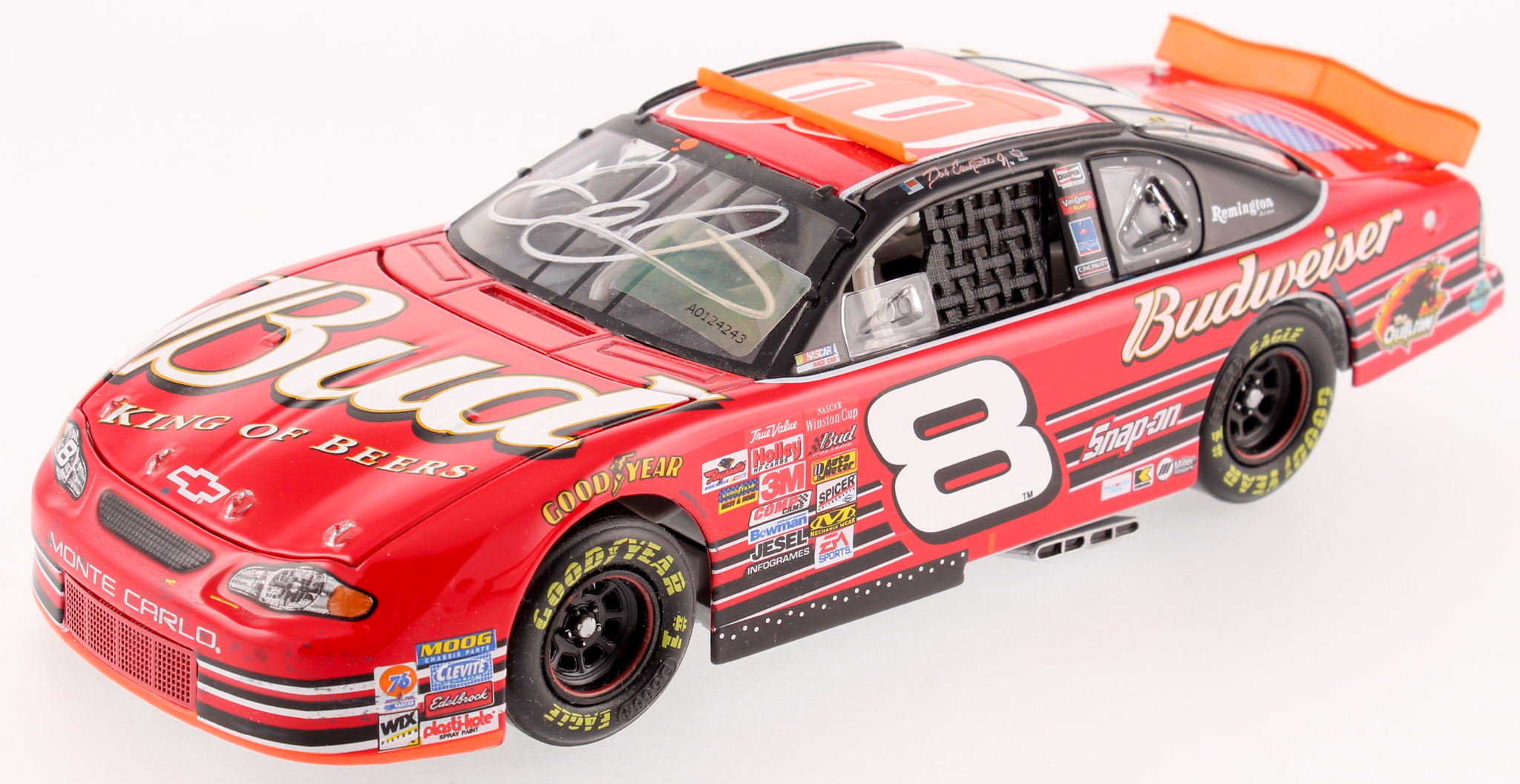 Dale Earnhardt Jr. Signed 2001 #8 Budweiser Talladega Win - Raced Version - 1:24 LE Premium Action Diecast Car (Dale Jr. Hologram) at PristineAuction.com Dale Earnhardt Jr. Signed 2001 #8 Budweiser Talladega Win - Raced Version - 1:24 LE Premium Action Diecast Car (Dale Jr. Hologram) at PristineAuction.com