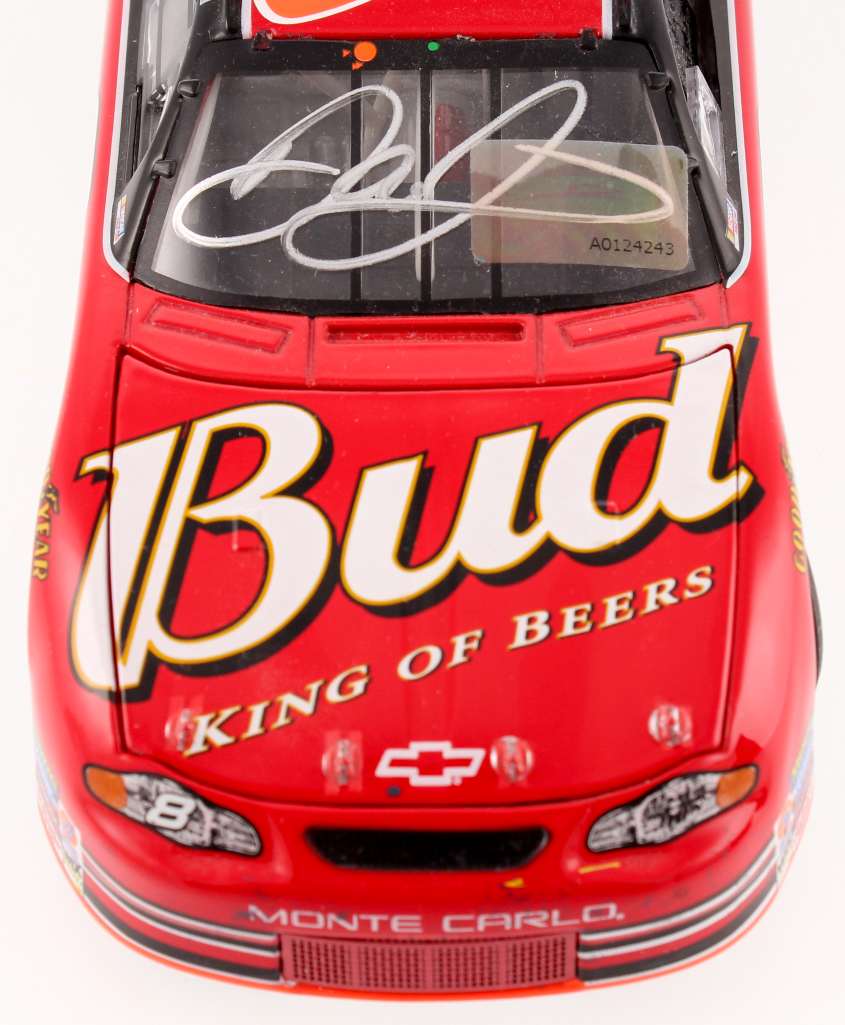 Dale Earnhardt Jr. Signed 2001 #8 Budweiser Talladega Win - Raced Version - 1:24 LE Premium Action Diecast Car (Dale Jr. Hologram) at PristineAuction.com Dale Earnhardt Jr. Signed 2001 #8 Budweiser Talladega Win - Raced Version - 1:24 LE Premium Action Diecast Car (Dale Jr. Hologram) at PristineAuction.com