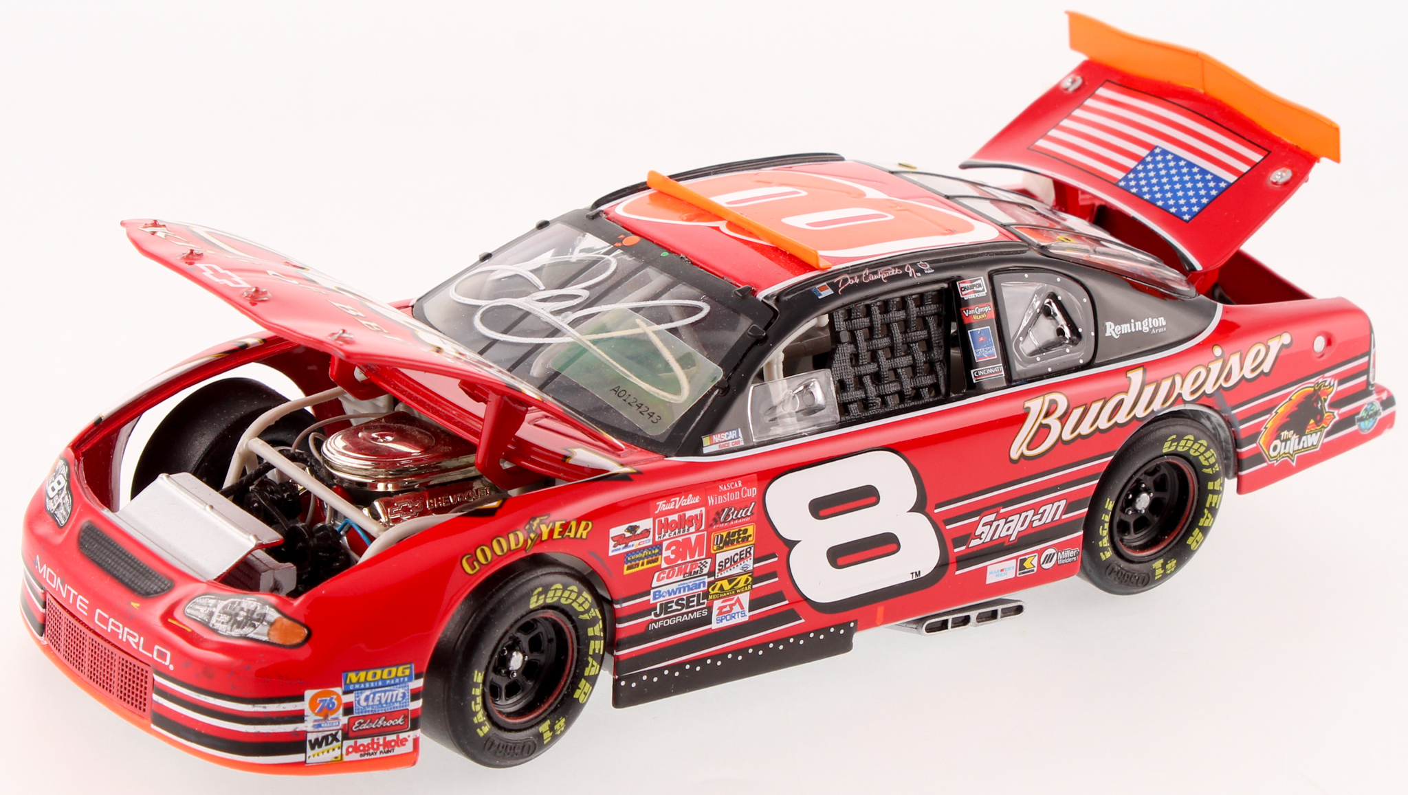 Dale Earnhardt Jr. Signed 2001 #8 Budweiser Talladega Win - Raced Version - 1:24 LE Premium Action Diecast Car (Dale Jr. Hologram) at PristineAuction.com Dale Earnhardt Jr. Signed 2001 #8 Budweiser Talladega Win - Raced Version - 1:24 LE Premium Action Diecast Car (Dale Jr. Hologram) at PristineAuction.com