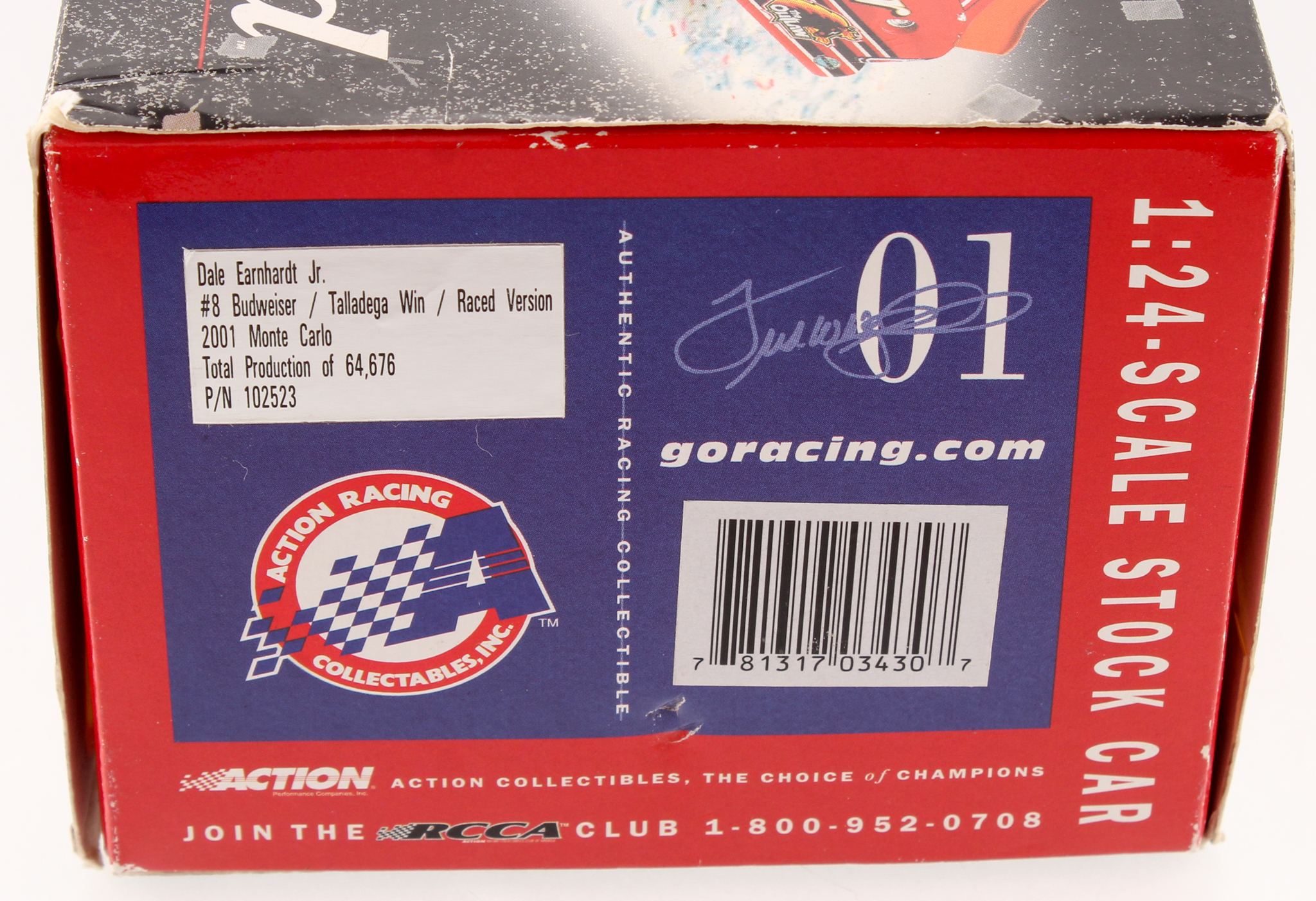 Dale Earnhardt Jr. Signed 2001 #8 Budweiser Talladega Win - Raced Version - 1:24 LE Premium Action Diecast Car (Dale Jr. Hologram) at PristineAuction.com Dale Earnhardt Jr. Signed 2001 #8 Budweiser Talladega Win - Raced Version - 1:24 LE Premium Action Diecast Car (Dale Jr. Hologram) at PristineAuction.com