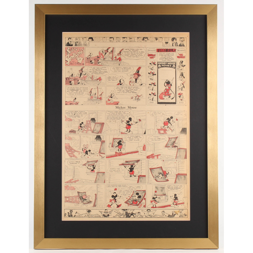 Original Disney 1933 Silly Symphony 21x28 Custom Framed Newspaper Comic