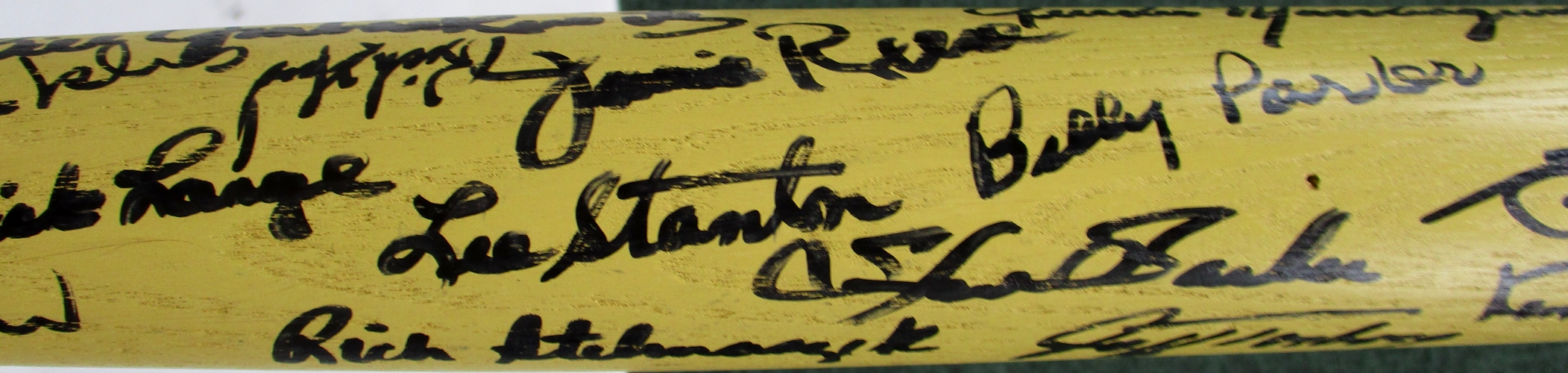 1973 Angels Mini Baseball Bat Team-Signed by (21) with Dick Lange, Bill Singer, Lee Stanton, Jeff Torborg, Ken Berry (SI COA) at PristineAuction.com 1973 Angels Mini Baseball Bat Team-Signed by (21) with Dick Lange, Bill Singer, Lee Stanton, Jeff Torborg, Ken Berry (SI COA) at PristineAuction.com