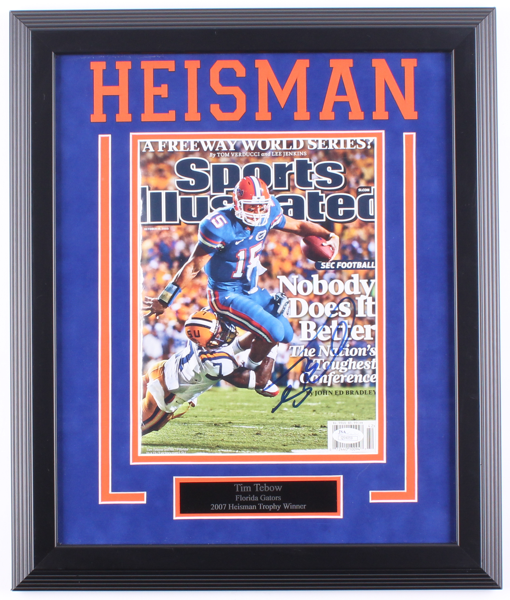 Tim Tebow Signed Florida Gators 16x18 Custom Framed Photo Display (JSA COA) at PristineAuction.com Tim Tebow Signed Florida Gators 16x18 Custom Framed Photo Display (JSA COA) at PristineAuction.com