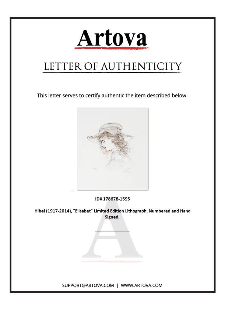 "Elisabet" LE 10x16 Lithograph by Edna Hibel (Artova) at PristineAuction.com "Elisabet" LE 10x16 Lithograph by Edna Hibel (Artova) at PristineAuction.com