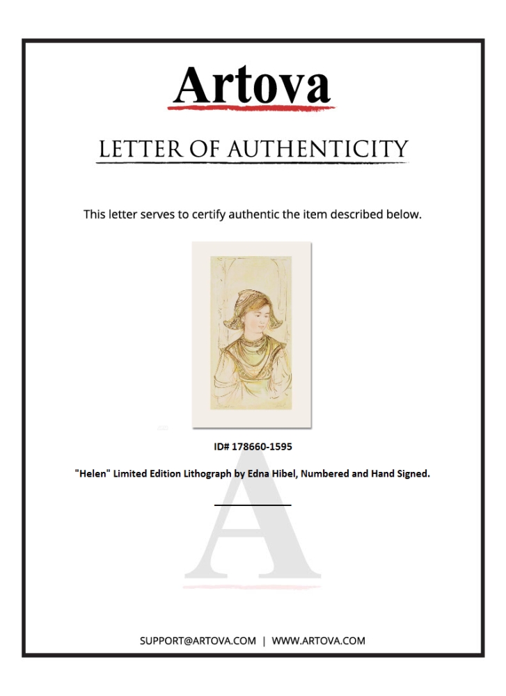 "Helen" LE 12x19 Lithograph by Edna Hibel (Artova) at PristineAuction.com "Helen" LE 12x19 Lithograph by Edna Hibel (Artova) at PristineAuction.com